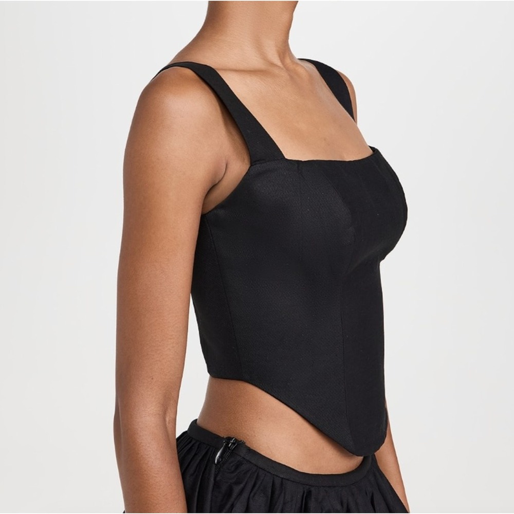Rendoll Black Crop Tank Top Women's 14 Corset Style 100% Cotton Structured NWT - Picture 2 of 9